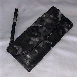 Gray tie die look clutch wristlet